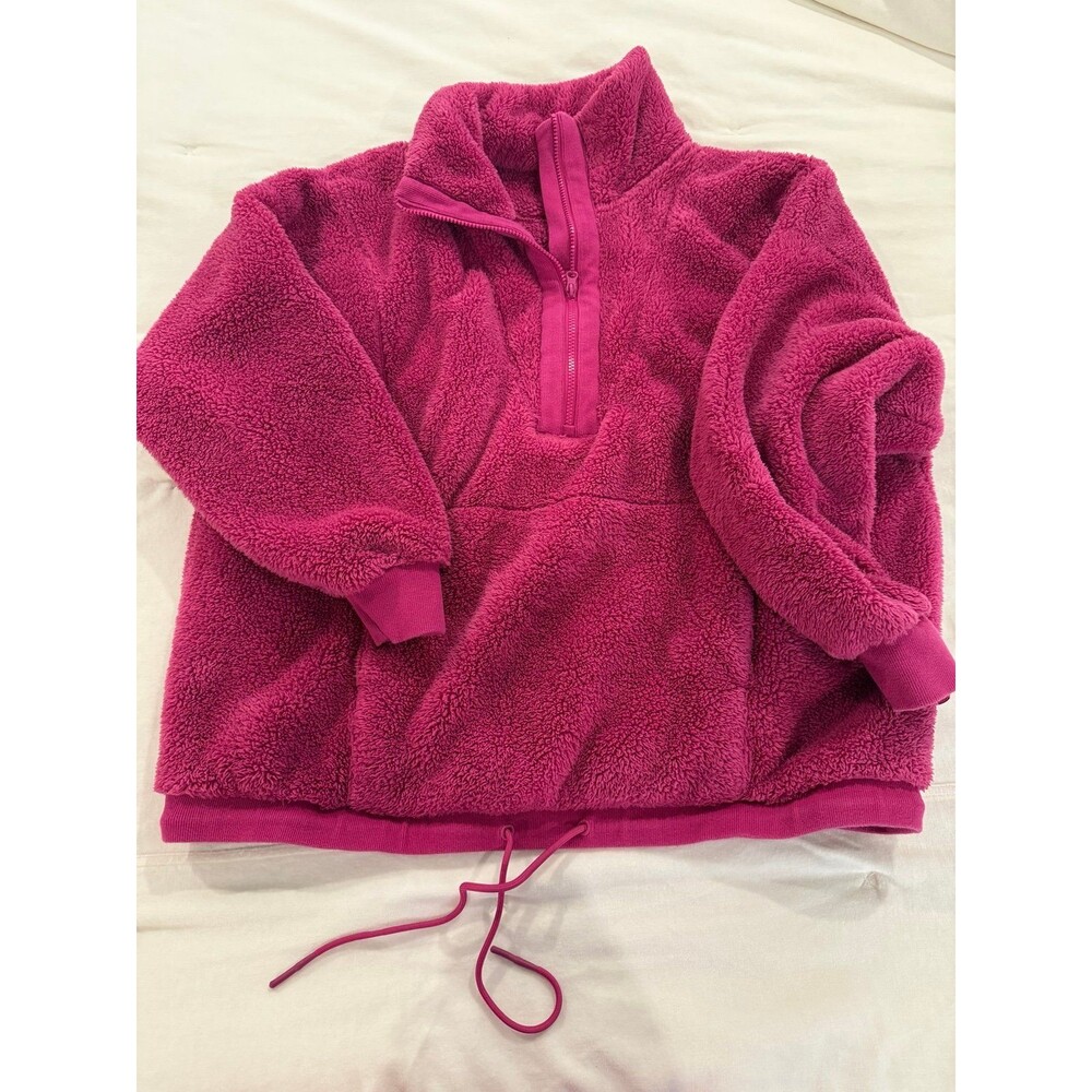 JoyLab Hot Pink Sherpa 1/4 zip Pullover Fleece Size L Cozy